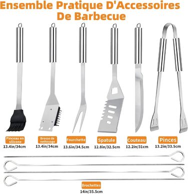 Набір гриля з нержавіючої сталі 28 предметів: повний набір інструментів для гриля, кемпінгу, подарунок на День батька, День народження, Різдво з кейсом