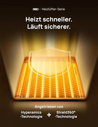 Електричний обігрівач Dreo з термостатом, 1500W, PTC-кераміка, тихий, з осциляцією, ECO-режим, таймер 12 годин, захист від перегріву та перекидання