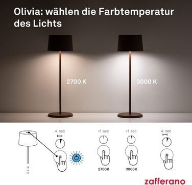 Zafferano Olivia Pro: портативна лампа з регулюванням яскравості, золото, 35 см