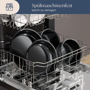 Набір посуду 17 частин з знімним ручками, антипригарне покриття, для всіх типів плит, включаючи індукцію, та духової шафи (темно-сірий)