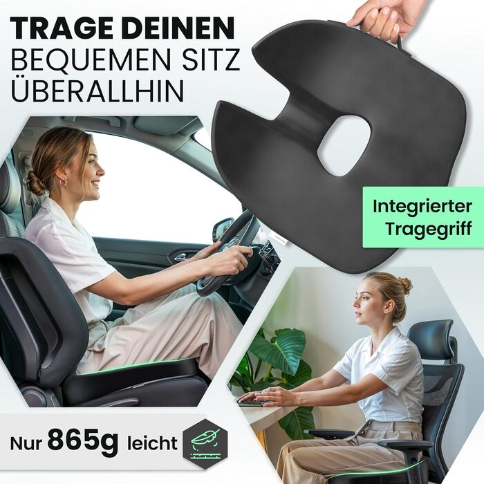 Ортопедична подушка для сидіння – ергономічна, з піною з пам'яті, знімає навантаження з куприка та спини, готова до використання – сертифікована IGR та перевірена Oeko-Tex, ідеальна для офісу, авто, подорожей та вагітності