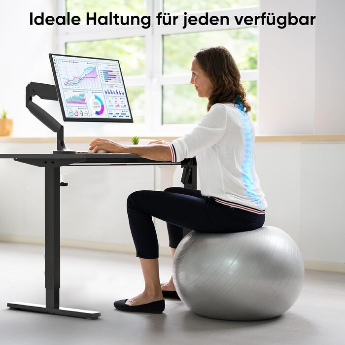 Електричний регульований стіл ONKRON WDF221E-B: чорне металеве підстав'я, для стільниць 120-170 см, до 70 кг