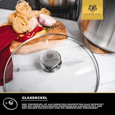 Нержавіюча каструля Karl Hausmann 6L з кришкою: каструля для плити, супу та пасти (діаметр 26 см)
