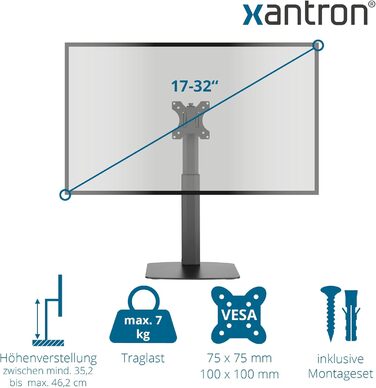 Підставка для монітора Xantron® ECO-DS100: регульована висота, нахил, поворот, обертання. Сумісна з моніторами 17-32 дюймів, VESA 75x75 & 100x100. Включає монтажний матеріал.