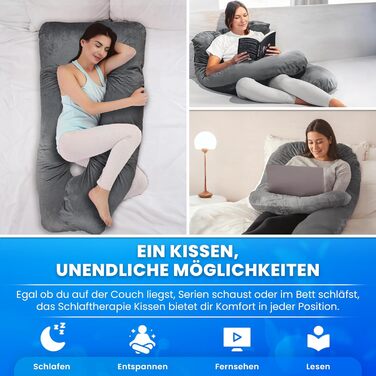 U-подібна подушка для сну PillowDaddy XXL для вагітних та годування, ортопедична подушка для підтримки спини, стегон та полегшення болю при ішіасі, з чохлом