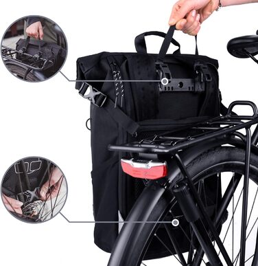 В1 Кофри для багажника - Phil - Велосипедний рюкзак і сумка для багажу з дощовиком - Велосипедний рюкзак для чоловіків і жінок - водовідштовхувальний і світловідбиваючий чорний, 2