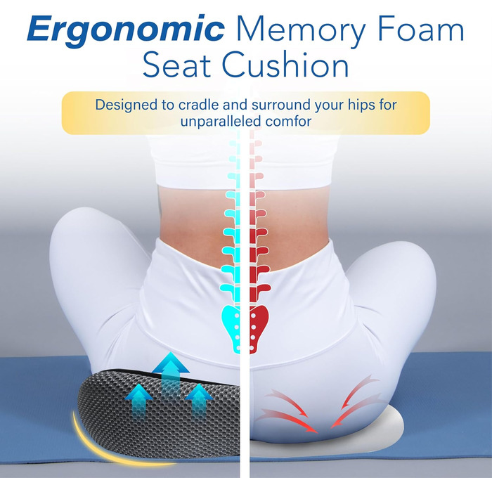Подушка для сидіння в авто Allaboutsla з Memory Foam для полегшення болю в попереку, велика для коротких водіїв на далеких поїздках - подушка для автомобіля, офісу (чорний & сірий)