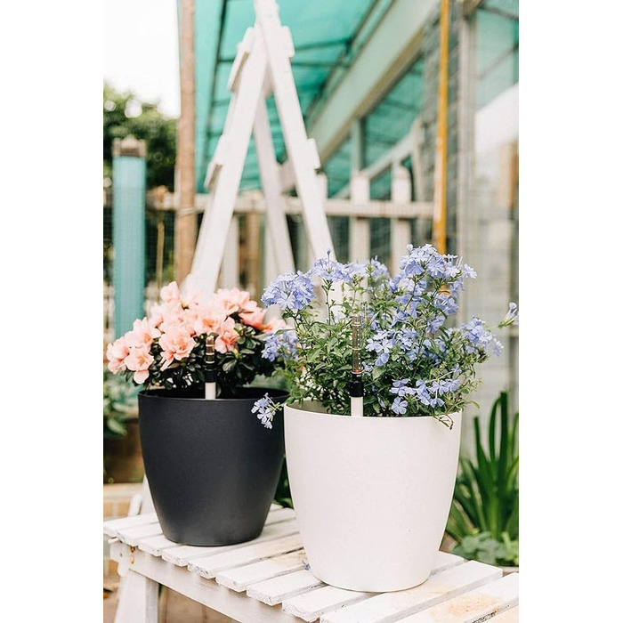 Набір горщиків для квітів T4U 15 см з автополивом та індикатором рівня води (4 шт.) - білий