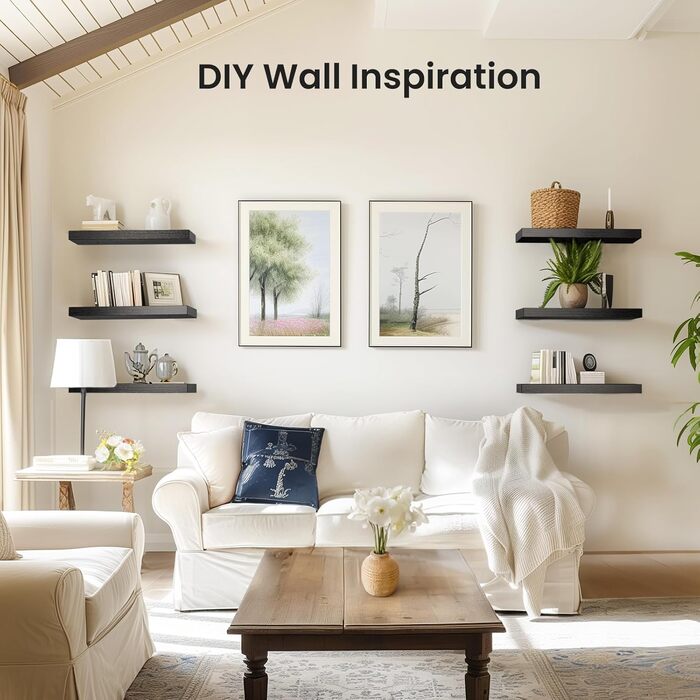 Полиця настінна Wandregal 40 см, набір 3 шт, біла плаваюча полиця, сучасний декор для спальні, кухні, офісу, вітальні (40x14x3 см)