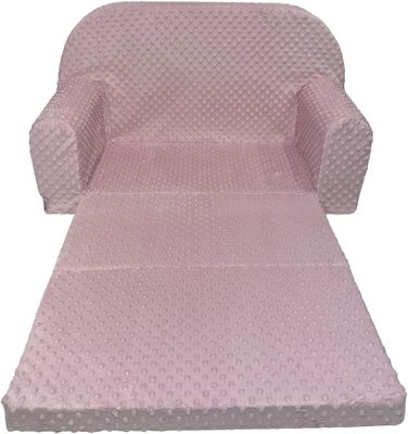 Дитячий розкладний диван FORTISLINE 2в1, 40x78x45 см, рожевий плюш із котиками, знімний чохол, пінополіуретан