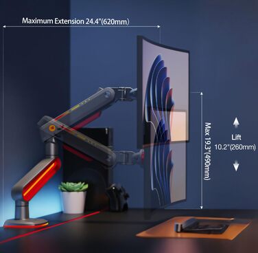 Кріплення для монітора NB Ergonomic RGB, 32-60 дюймів, для широких моніторів, до 20 кг, VESA 75/100 мм (червоний)