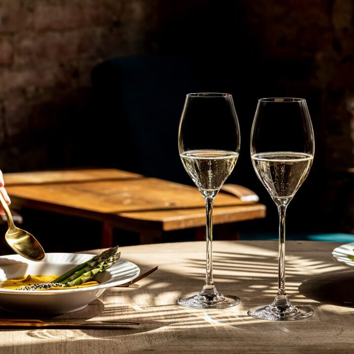 Кроснo Champagnergläser Prosecco-Gläser: Набір з 6 келихів для шампанського та просекко, 280 мл, колекція Harmony | Ідеально для дому, ресторанів та свят | Можна мити в посудомийній машині
