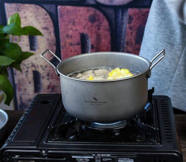 Набір посуду iBasingo Titan для кемпінгу: каструля 1.9L та сковорода 900ml з кришкою. Легкий, портативний, з кришкою, для приготування їжі на відкритому повітрі та вдома. Ti2057C