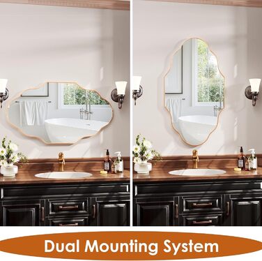 Дзеркало настінне Clevich Asymmetrisch 66x116 см, алюмінієва рама, скло HD, золотий колір