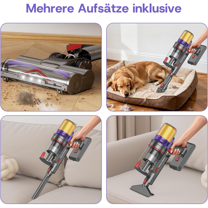 Акумуляторний пилосос V16 600W 55Kpa 80хв з LED-дисплеєм для килимів, шерсті тварин та твердих підлог