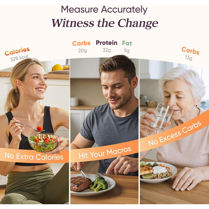 Ваги кухонні COSORI Smart Kitchen - цифрові, з підключенням до додатку, підрахунок калорій, 19 поживних речовин, USB-C, преміум якість