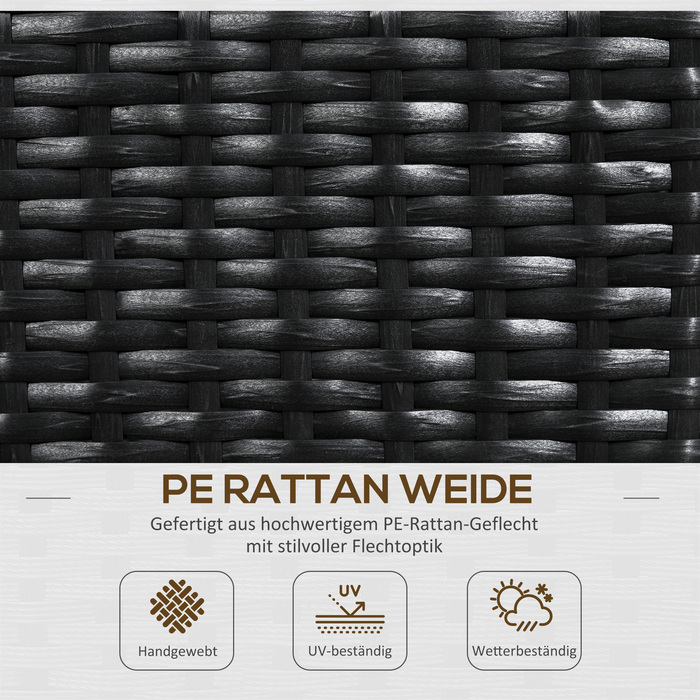Піднята клумба Outsunny Poly Rattan з решіткою, ящик для квітів, ящик для рослин, клумба, для саду, балкона, чорний, 103 x 103 x 29 см