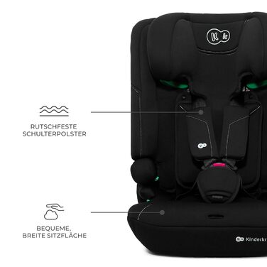 Автокрісло Kinderkraft I-COMFY 76-150 см, Регульоване, Чорне. Система Easy Grow, 5-точкові ремені безпеки, Легке встановлення