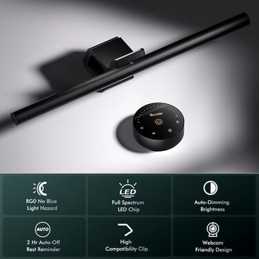 Quntis Лампа для монітора з підсвічуванням 42,5 см, RGB, з пультом дистанційного керування, регулювання яскравості та колірної температури, для офісу та дому