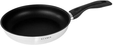 Професійна сковорода KLAMER 24 см з нержавіючої сталі, індукційна сковорода