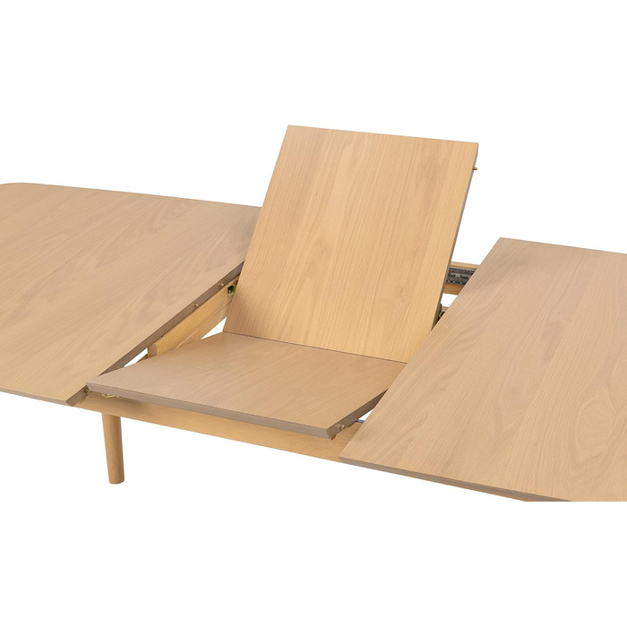 AC Design висувний обідній стіл Monty для 6 осіб, прямокутна стільниця, білий дуб, круглі ніжки, кухонний стіл, 160 x 75 x 90 см