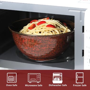 Набір керамічних мисок для перемішування Hasense, 2.1/1.0/0.5 Qt, ручної роботи, для салату, приготування їжі, зберігання та випікання, мікрохвильова та посудомийна машини, з додаванням глини, білий (84 унції, червоний/подорож, однотонний)