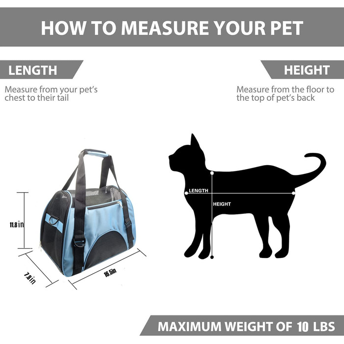 Дорожня сумка tecageaon для домашніх тварин, схвалена авіакомпанією, для кішок середнього і маленького розміру, маленьких цуценят, кошенят, собак, кішок, домашніх тварин, Дорожня сумка(маленька, синя), маленька синя