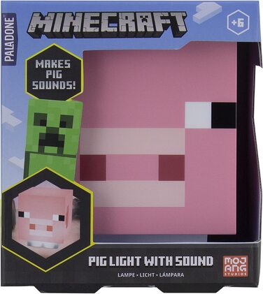 Настільна лампа Paladone Minecraft свинка 11 см рожева