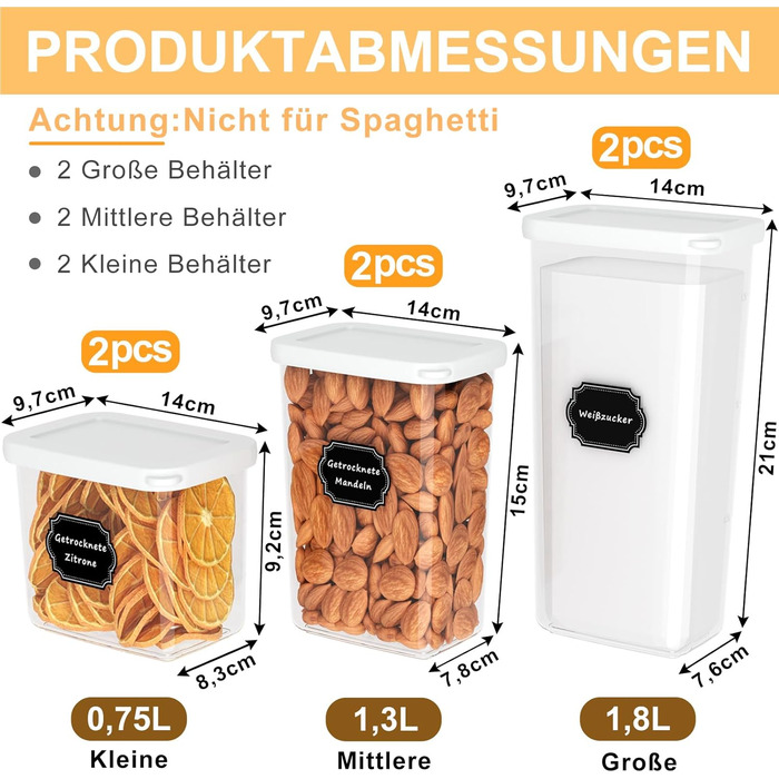 Герметичні контейнери для зберігання продуктів з кришкою, набір 6 шт (до 1,8л)