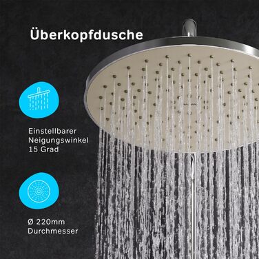 Водозберігаюча душова арматура для ванної кімнати, стійка до подряпин, легко чиститься, хромована, AM.PM Hit FTA20000 (душова система)