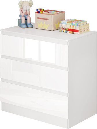 Комод-пеленальник WOLTU з пеленальним столиком, 3 висувні ящики, захист від перекидання, 86 см, білий