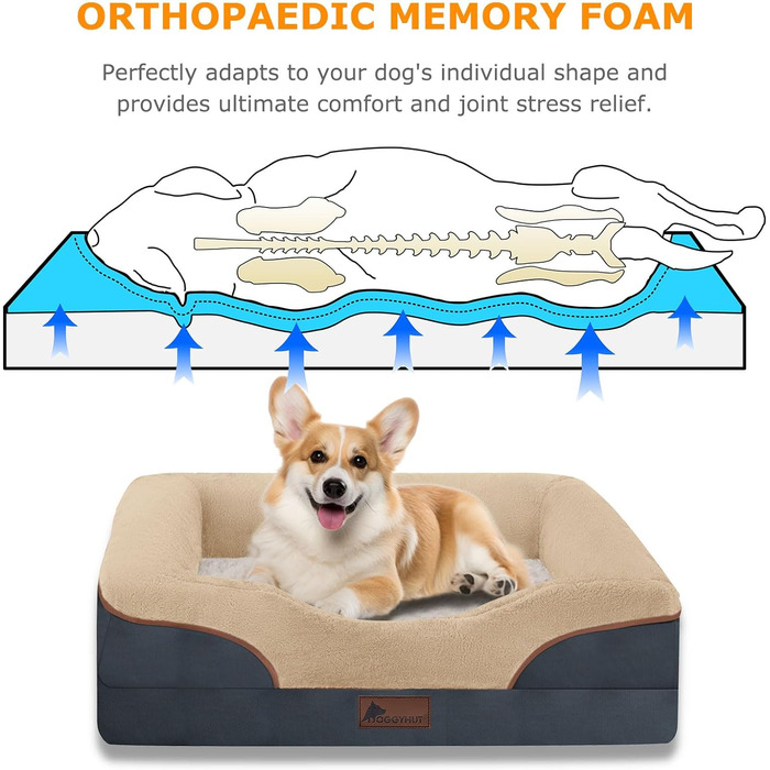 Лежак для собак Doggyhut Ortho Ergo диван для собак з матрацом з пам'яттю, що миється, нековзний (M83x619 см)