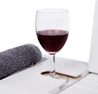 Підставка для ванни Deep Calm з бамбука - регульована, антиковзка, для книг, iPad, телефону, склянки, свічки (біла)