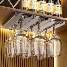 Тримач для келихів DESONAUT під шафу, сірий, 4 шт. - органайзер для келихів та окулярів