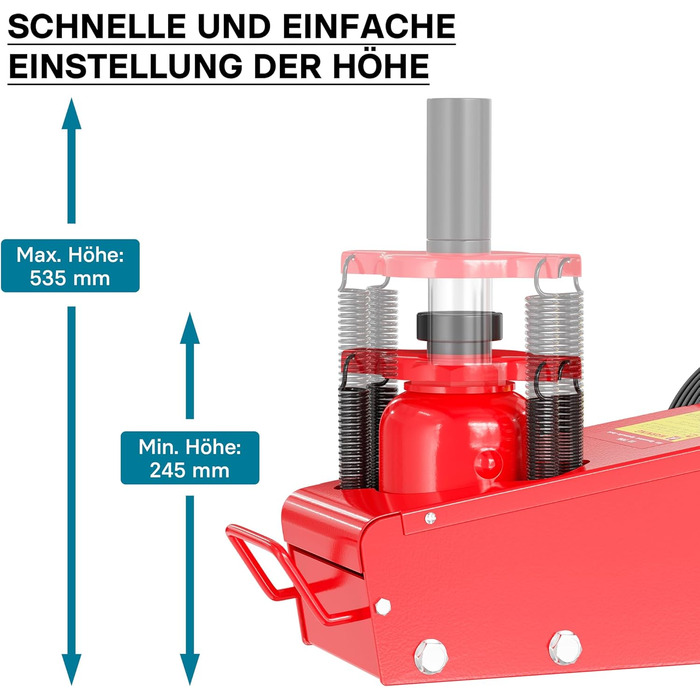 Гідравлічний домкрат Wiltec Rangierwagenheber 3т, підйом 13,5-40 см для авто, позашляховиків, кемперів - компактний та міцний