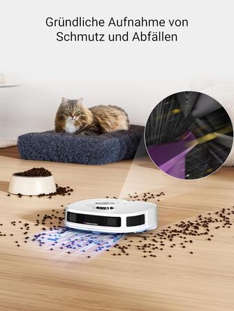 Робот-пилосос EUREKA J12 Ultra з функцією миття підлоги (самостійне очищення, прання та сушка), потужність всмоктування 5000Pa, обертова функція миття, Dual-LiDAR навігація, 3D уникнення перешкод, білий