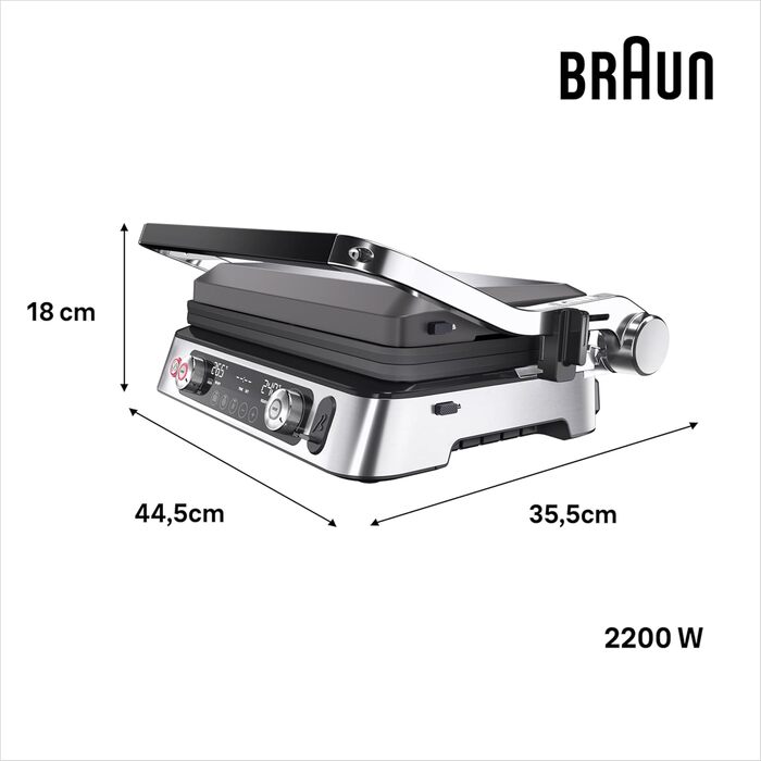 Контактний гриль Braun MultiGrill 9 Pro CG 9167 з 6 наборами панелей (гриль, плоскі, вафельні), термодатчиком та функцією Boost