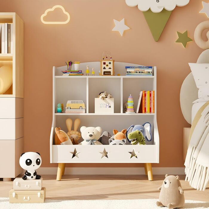 Дитяча полиця для іграшок та книг Garden 4 you, полиця для дитячої кімнати з 3 відкритими секціями, 60x30x63 см (білий)