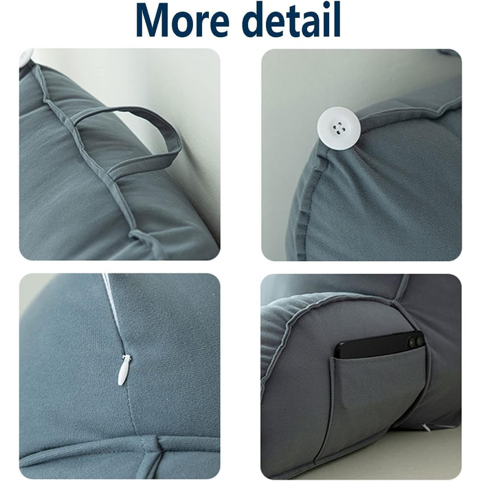 Подушка для читання HEATHE з підлокітниками, знімний чохол, кишенька, підтримка спини для читання та ігор