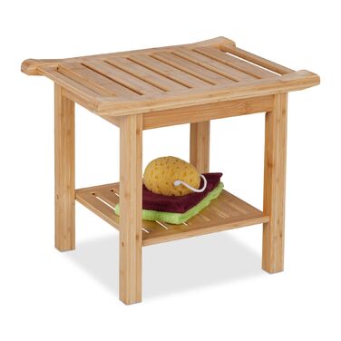 Стілець для ванної кімнати Relaxdays з бамбука з ручками та полицею