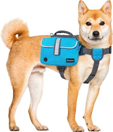 Рюкзак для собак PetAmi для собак середнього розміру, сумка для сідла для собак для перенесення, сумка для жилетів для собак для подорожей (велика) (велика, синя)