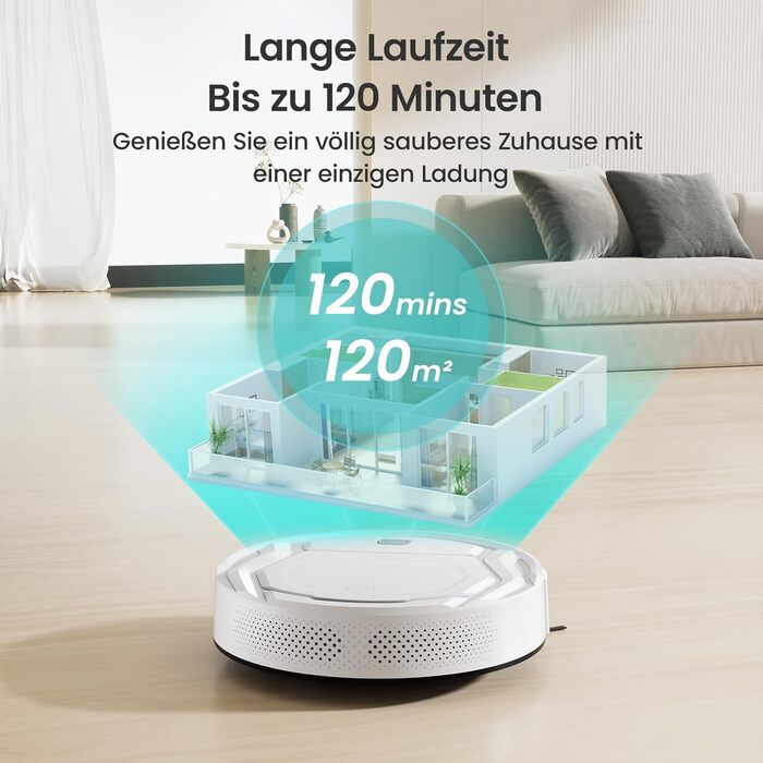 Робот-пилосос LEFANT M210 з пультом дистанційного керування, потужність 2200Pa, надтонкий, для видалення шерсті тварин, для килима, сумісний з Alexa/WLAN/APP, час роботи 120 хвилин