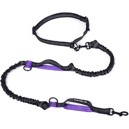 Висувний повідець для собак без рук, регульована талія для бігу, світловідбиваючий банджі з подвійними ручками (фіолетовий)