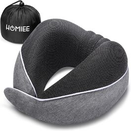 Подушка для шиї Homiee, ортопедична, з memory foam, для подорожей (сіра)