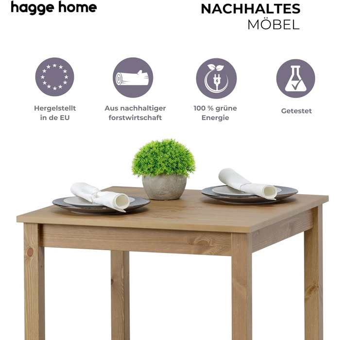 Стол Skandinavisch Holz від Hagge Home: 68x68 см, колір коричнева дуб, для кухні, їдальні, офісу, дитячої кімнати