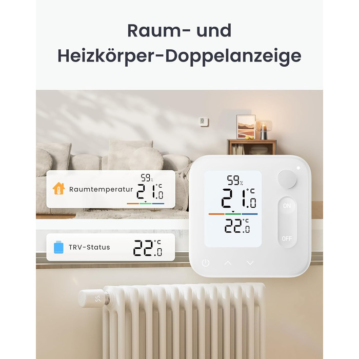SwitchBot Розумний термостат на радіатор Bluetooth з керуванням через додаток, таймером, енергозбереженням, сумісний з Alexa, Apple HomeKit та Home Assistant (потрібен Hub) (Панель)