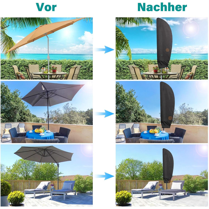 Чохол для парасольки великої, до 4 м, чорний (280 x 40/80/50 см) - захист від сонця, вітру та снігу