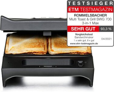 Антипригарні пластини для сендвічів, бельгійські вафлі, гриль, 700 Вт, чорна/нержавіюча сталь, 700 'Max - 3