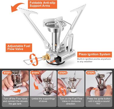 Набір посуду для кемпінгу Odoland: каструля, сковорода, тарілки, миски, виделки, ножі, ложки (10/15 шт.) з нержавіючої сталі з антипригарним покриттям та чохлом