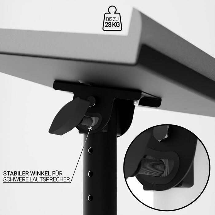 Стійкий підлоговий стенд Sprenger Audio для динаміків + звукопоглиначі, нахил ±20°, вантажопідйомність до 28 кг, для столу, студії, DJ-стілу